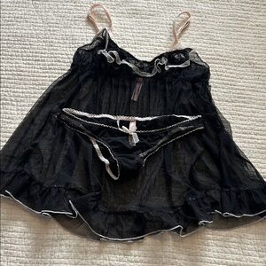 Victoria's Secret Black Sheer Chemise Set